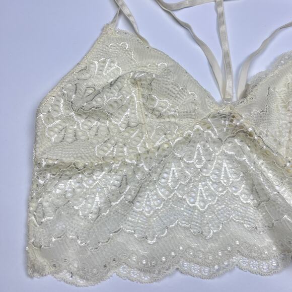 NWT Lace Choker Bralette Longline Ivory Angelcore Coquette Fairy Sexy Lingerie - Picture 3 of 7